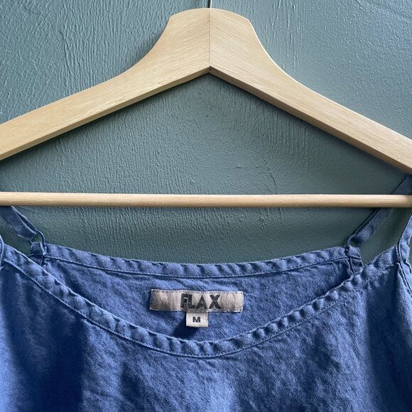 Women's Flax 100% Linen Strappy Top Size M Blue EUC - Picture 2 of 9